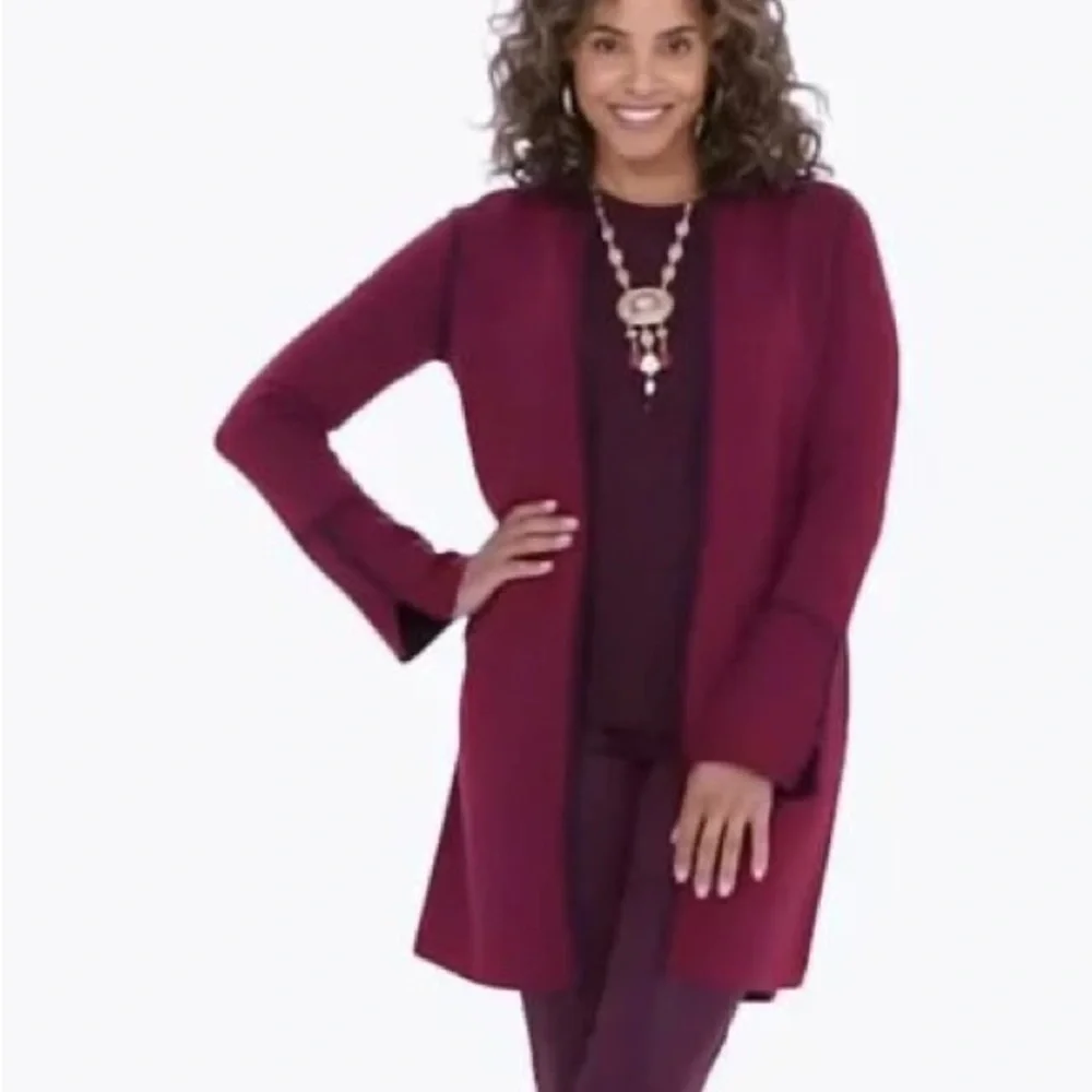 Chico’s Reversible Coat Cardigan Contrast Piping Topper Open Front Chicos 3 XL